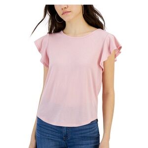 Brand New Juniors Scoop-Neck Flutter Sleeve Knit Tops